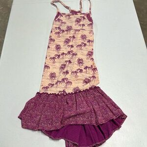 Girl’s Purple & Tan Palm Tree dress sz M (12/14)
